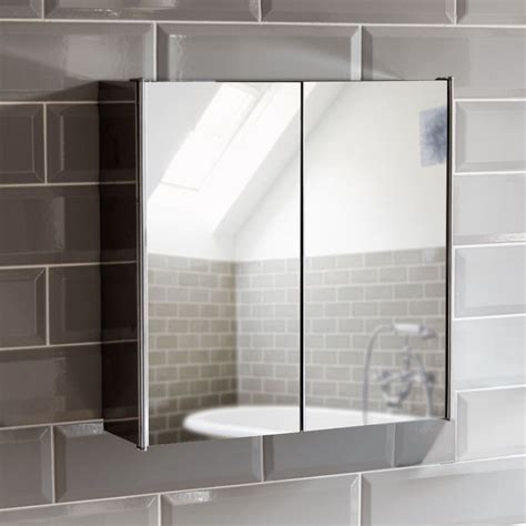 Double Door Stainless Steel Bathroom Mirror Cabinet 